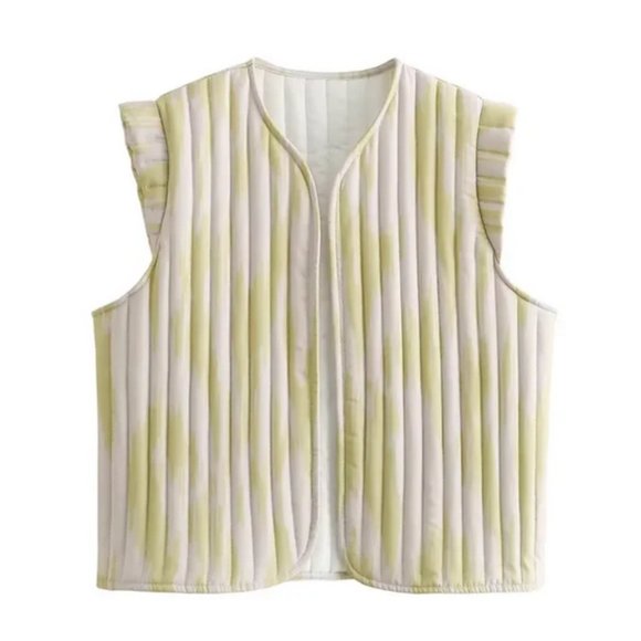 Printed Butterfly Sleeve Handcrafted Vest - Picture 1 of 9